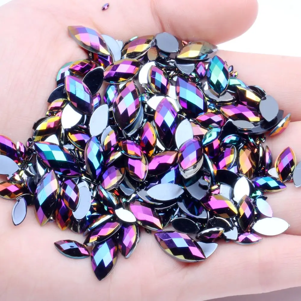 09 black AB 1,5x3 мм, 300 шт, акриловые поделки, сделай сам, драгоценные камни, плоская задняя сторона, маркиза, земля, граненые AB цвета, стразы, высокий Блестящий декор для ногтей - Цвет: 09 black AB