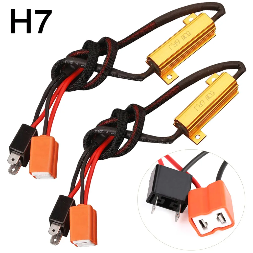 

Canceler Decoder Light Error Free Car Repair Tool Accessories 2X H7 50W 6Ω LED Canbus Load Resistor Warning