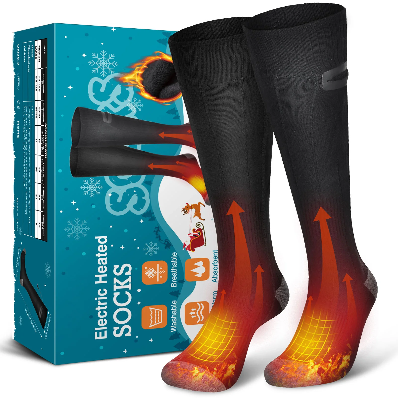 

Носки с подогревом для женщин и мужчин, теплые носки с 3 режимами нагрева, перезаряжаемые моющиеся теплые зимние хлопковые термоноски для ка...