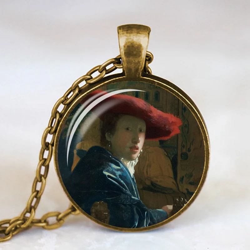 20 Девушка носить жемчуг Johannes Vermeer художественное ожерелье-КУЛОН Серебряная Длинная цепочка ожерелье художественное изображение ожерелье s ювелирные изделия для женщин - Окраска металла: 20