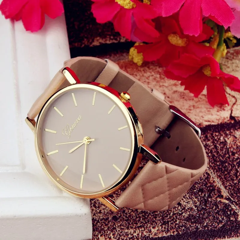 Часы женские orologio donna Geneva на сетчатом кожаном ремешке с циферблатом | Наручные