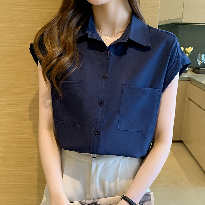 

White Shirt Female Summer Short Sleeve 2021 Korean Fashion Women Clothing Loose Retro Top Elegant Fashion Button Up Shirts 1105