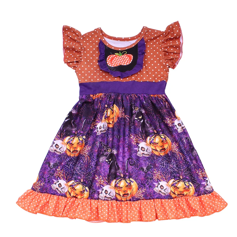 Платье для девочек с потрясающим рисунком милое платье в горошек Хэллоуина