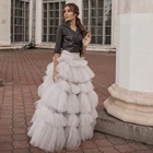 Бальное платье из белого тюля с многослойными оборками Женская плиссированная юбка с высокой талией белая женская одежда