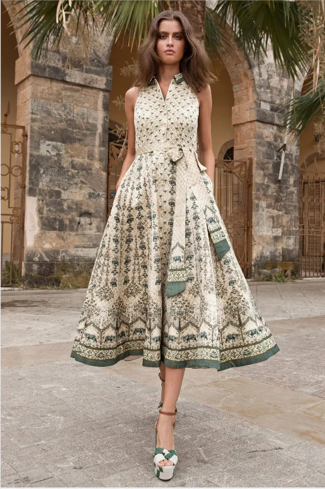

2020 Summer New Women's European and American Cross-Border Hot Sleeveless Printed Slim Dress