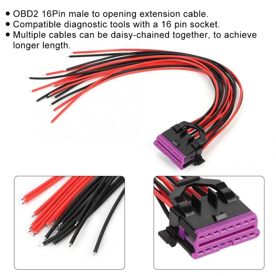 OBD2 16Pin Male Connector Adapter Opening Female Cable for Extension New | Автомобили и мотоциклы