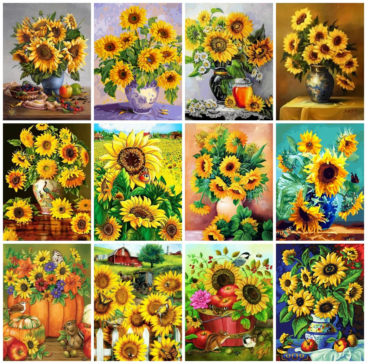 

EverShine Diamond Painting Full Square Flowers Picture Rhinestones Diamond Art Mosaic Bead Embroidery Sunflowers Kits