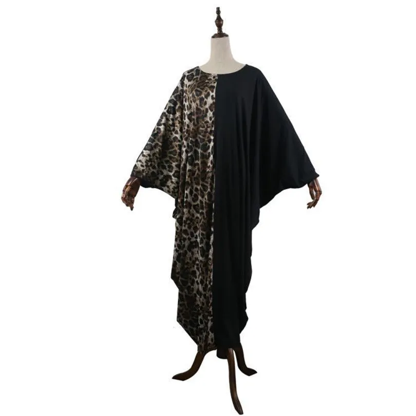 Повседневное платье с леопардовым принтом Длинное мусульманское кимоно