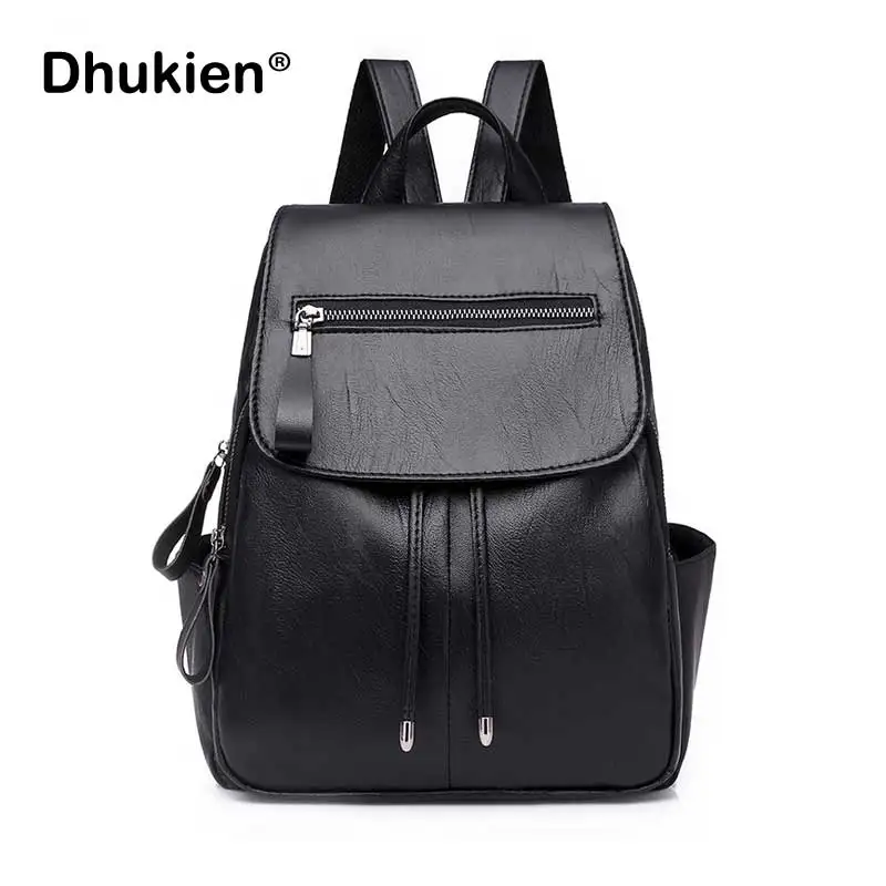 

Fashion Backpacks for Teenage Girls Small Women Pu Leather Backpack Zipper Casual Vintage School Bags Ladies Travel Rucksack