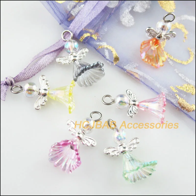 18 шт посеребренные крылья с украшением из цветов Танцы амулеты ангелы Подвески