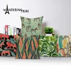 Тигр, Тропическое растение, наволочка для диванных подушек, домашний декор, наволочки для подушек, наволочки для дома, льняные наволочки Kissens на заказ