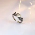 Женское кольцо с крыльями в форме сердца, с изменяемым размером, для коктейльной вечеринки Клубное