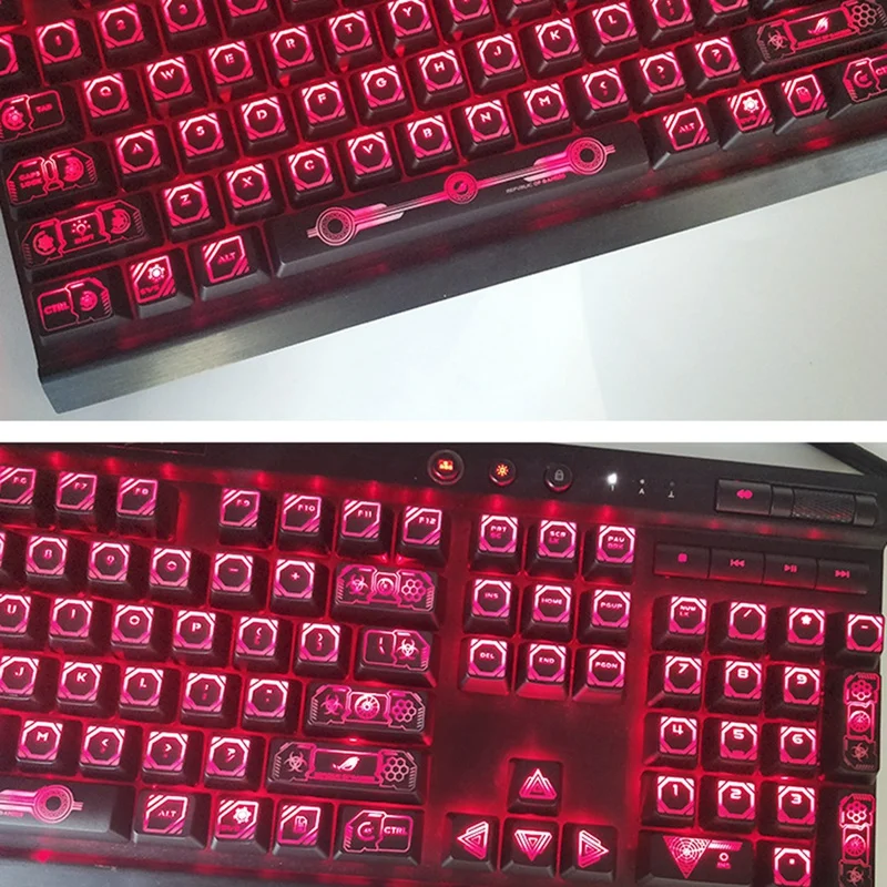 

104 Keys Gaming Backlit Keycap with Transparent Backlight ABS for Cherry6.25X and Cross Axis Keyboard