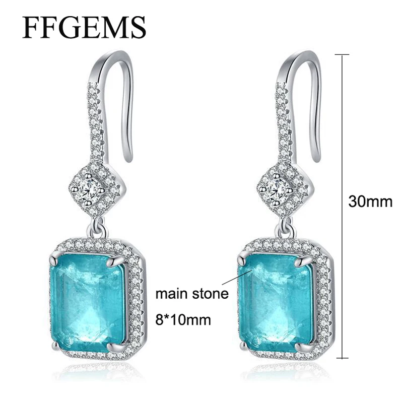 Серьги-подвески FFGems Paraiba с турмалином и изумрудом ювелирные украшения