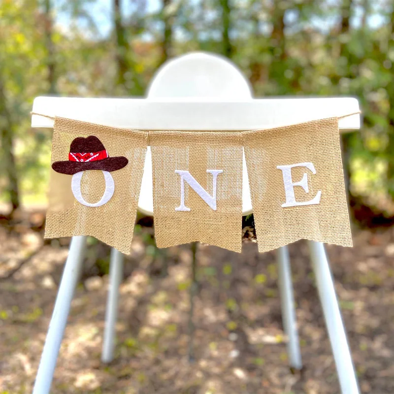 

Western COWBOY Cowgirl Rodeo Country Farm Barnyard Theme one year old 1st first Birthday party decoration gift Highchair Banner