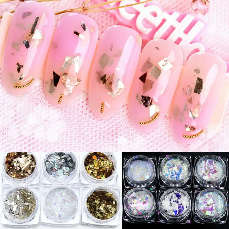 6 цветов/комплект 3D Блестки для дизайна ногтей|Стикеры и наклейки| |