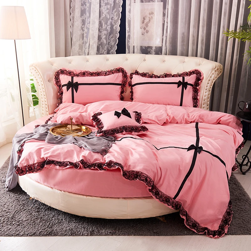 Новинка 2019 4 шт. хлопковая круглая простыня наволочка пододеяльник кружевные