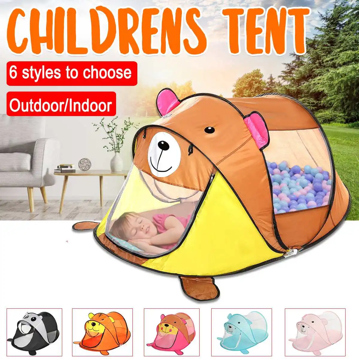 Детская палатка с мишкой тигром медведем и пандой|Игровые палатки| |