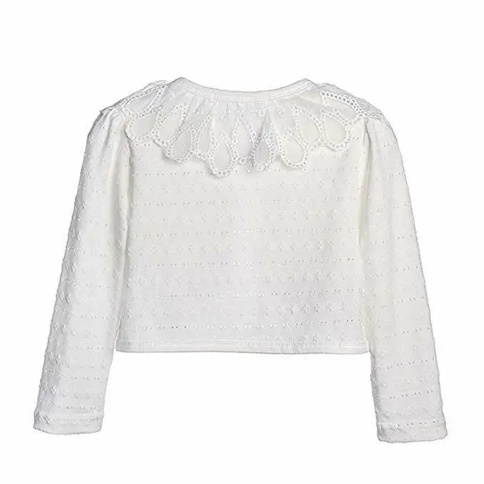 

2019 Brand New Girls Long Sleeve Kids Lace Bolero Shrug Pearls Button Wedding Cardigan 1-6 Y