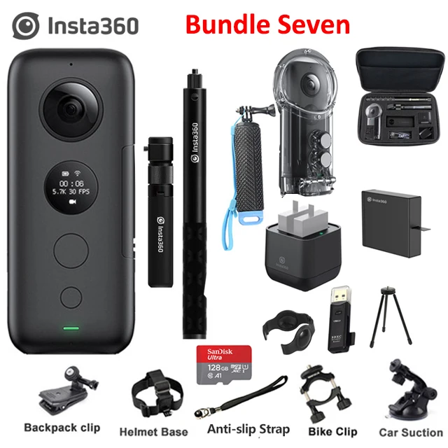 Bundle 7 Insta360 ONE X Экшн-камера VR Insta 360 панорамная камера для IPhone и Android 5,7 K видео 18MP фото невидимая селфи-палка - Цветной: Bundle 7