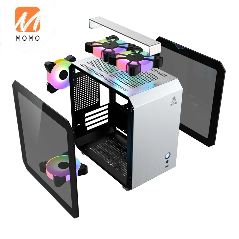 

K1 Desktop Computer Personality Hand-Carrying Portable MATX Tempered Glass Full-Side Transparent Full Aluminum Chassis