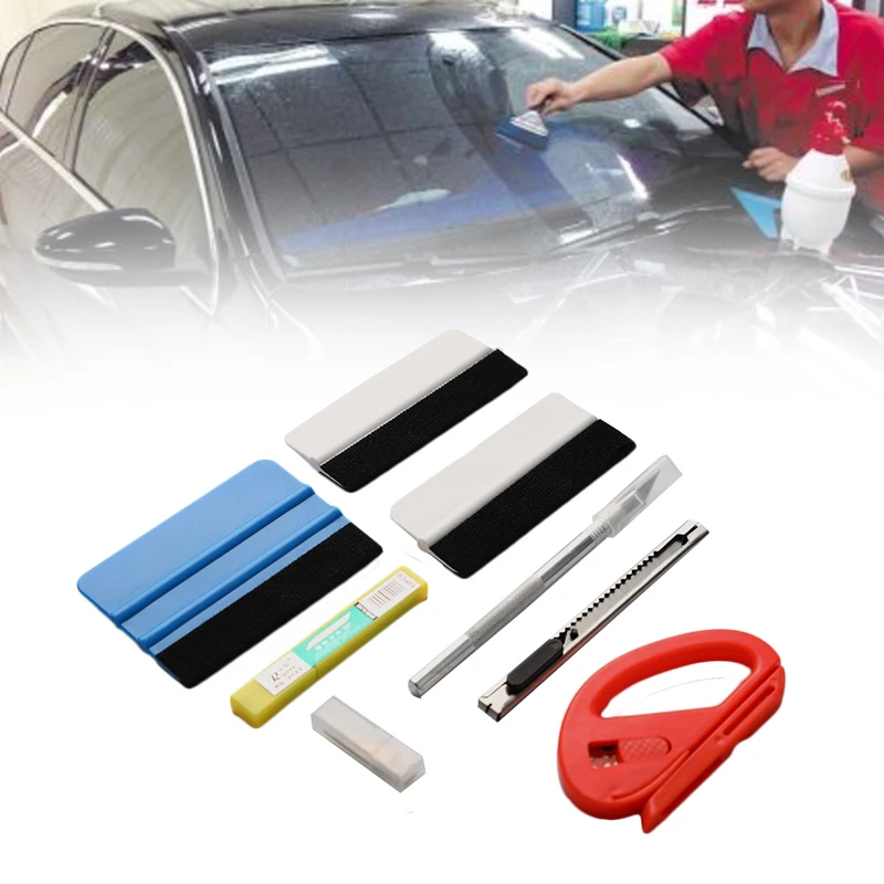 

7 Pcs Car Accessories Goods Vinyl Wrap Tool Set Kit Magnet Squeegee PPF Scraper Carbon Fiber Film Wrapping Knife Window Tinting