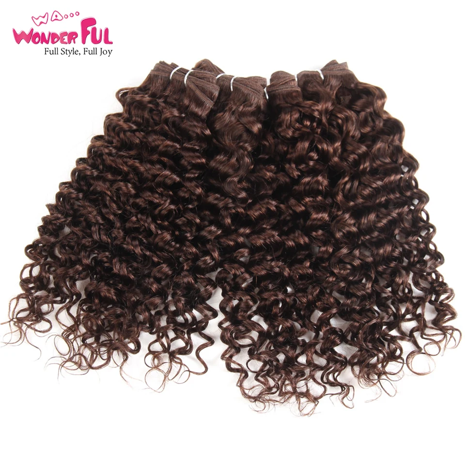 Бразильские кудрявые волосы Джерри волнистые 4 пряди 190 г 1 упаковка человеческие