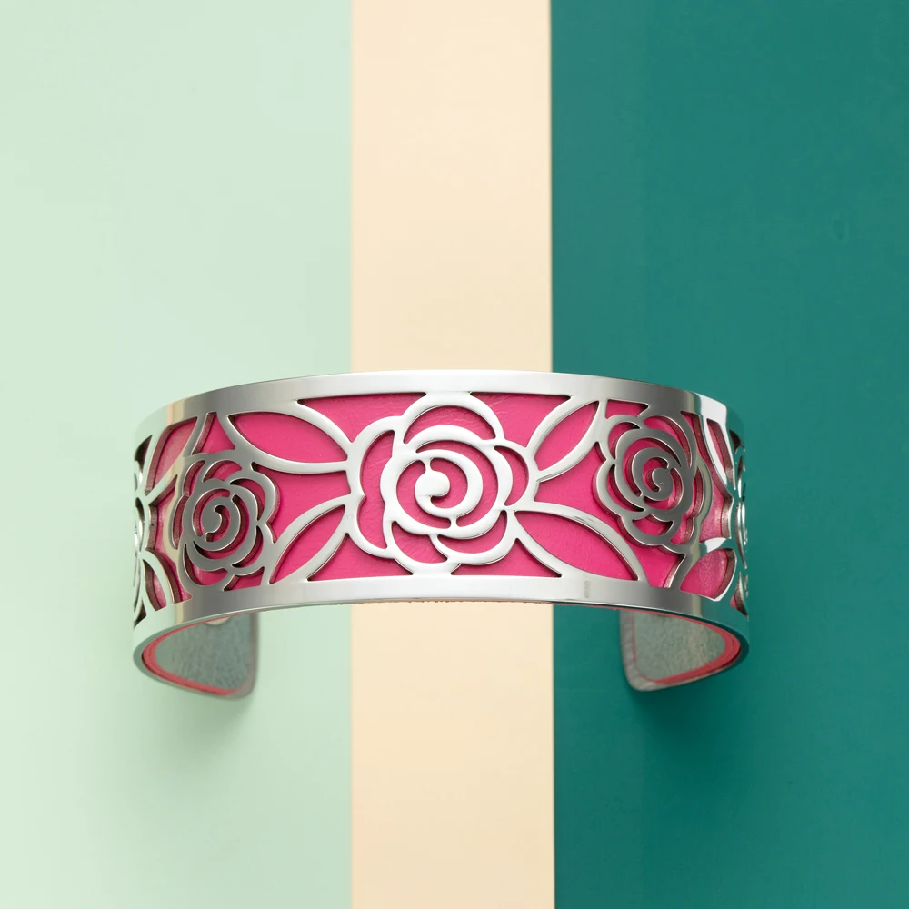 Legenstar Rose pattern Interchangeable Cuff Bracelet Manchette Femme 2020 Stainless Steel Bangles Bracelets For Women Jewelry | Украшения и