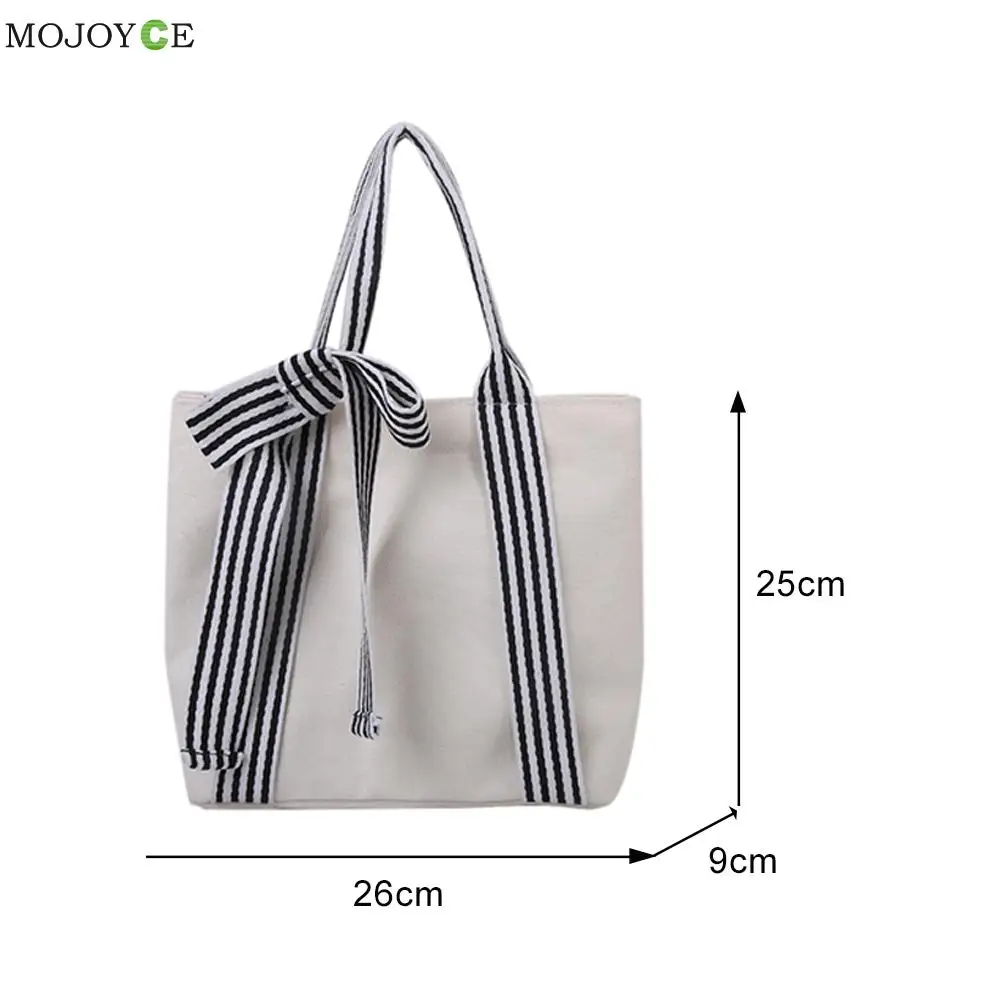 Женская сумка для покупок в стиле преппи с бантом через плечо Холщовая Сумка-тоут