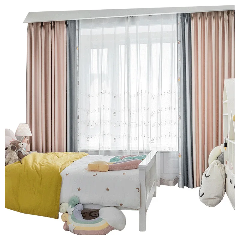 

Children's room curtains pastoral shading cartoon cute princess style girl bedroom living room bay window customization