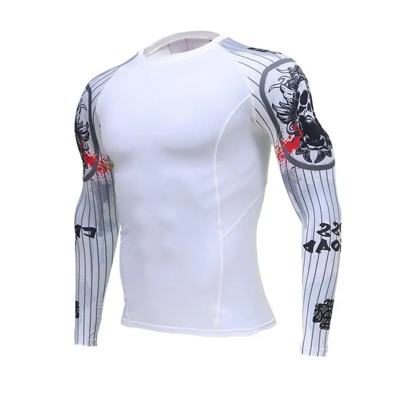 Компрессионные рубашки с длинным рукавом для ММА Rashguard облегающая Спортивная