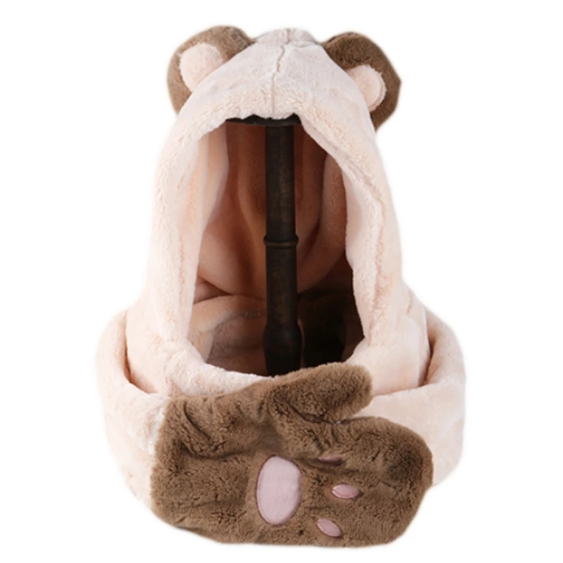 

573B Hats Gloves Hooded Srarves Scarf Hat Glove Hooded Scarf Winter Kids Hooded