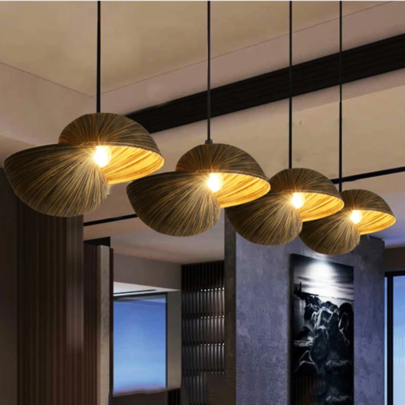 Креативный подвесной светильник из бамбуковой ткани в виде ракушки подвесные