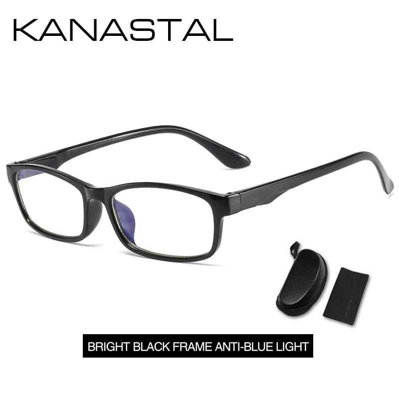 glasses with package KANASTAL Wo мужские очки для чтения мужчин Unti Синие лучи очки для чтения Fibrous очки для чтения квадратная рамка мужские очки для чтения UV400 - Цвет оправы: glasses with package