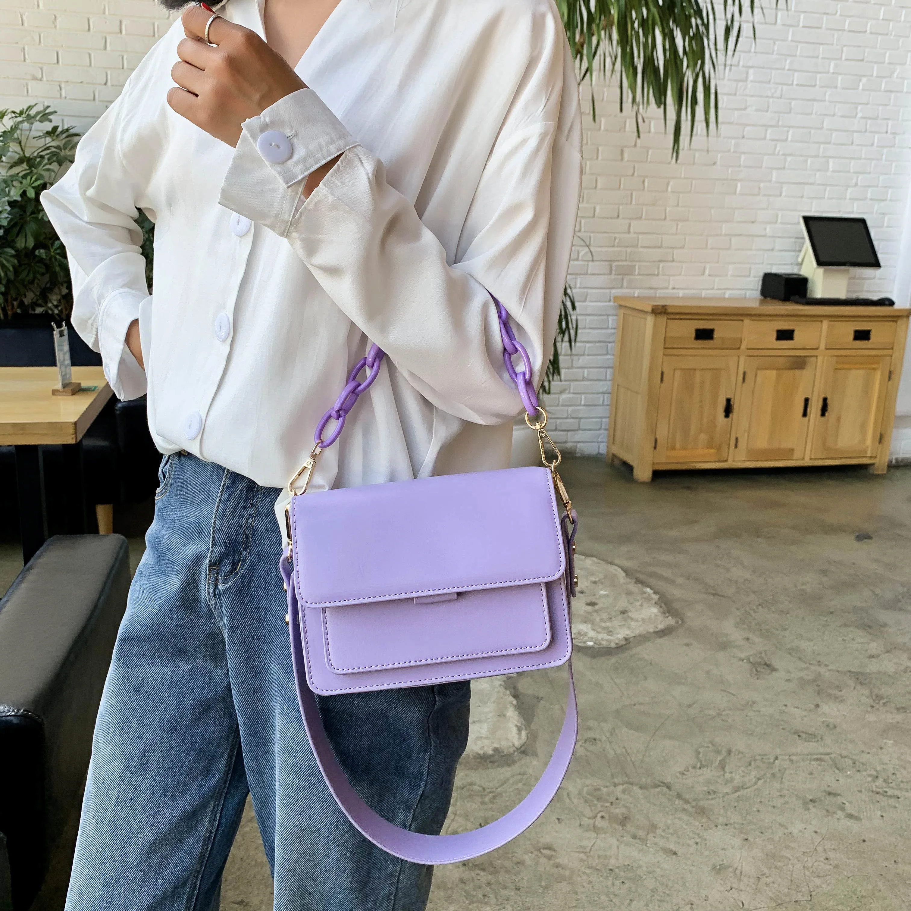 

New Arrive Fashion Bags For Women Chain Design Mini PU Leather Flap Bag Ladies Shoulder Bag Handbag Female Crossbody Bag 30#9