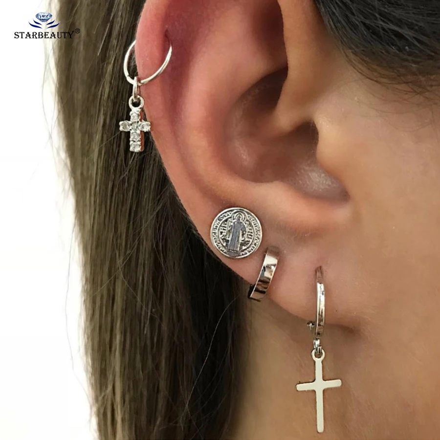 Starbeauty 4 шт. Любовь Иисус крест серьги гвоздики Висячие для пирсинга уха Oreja