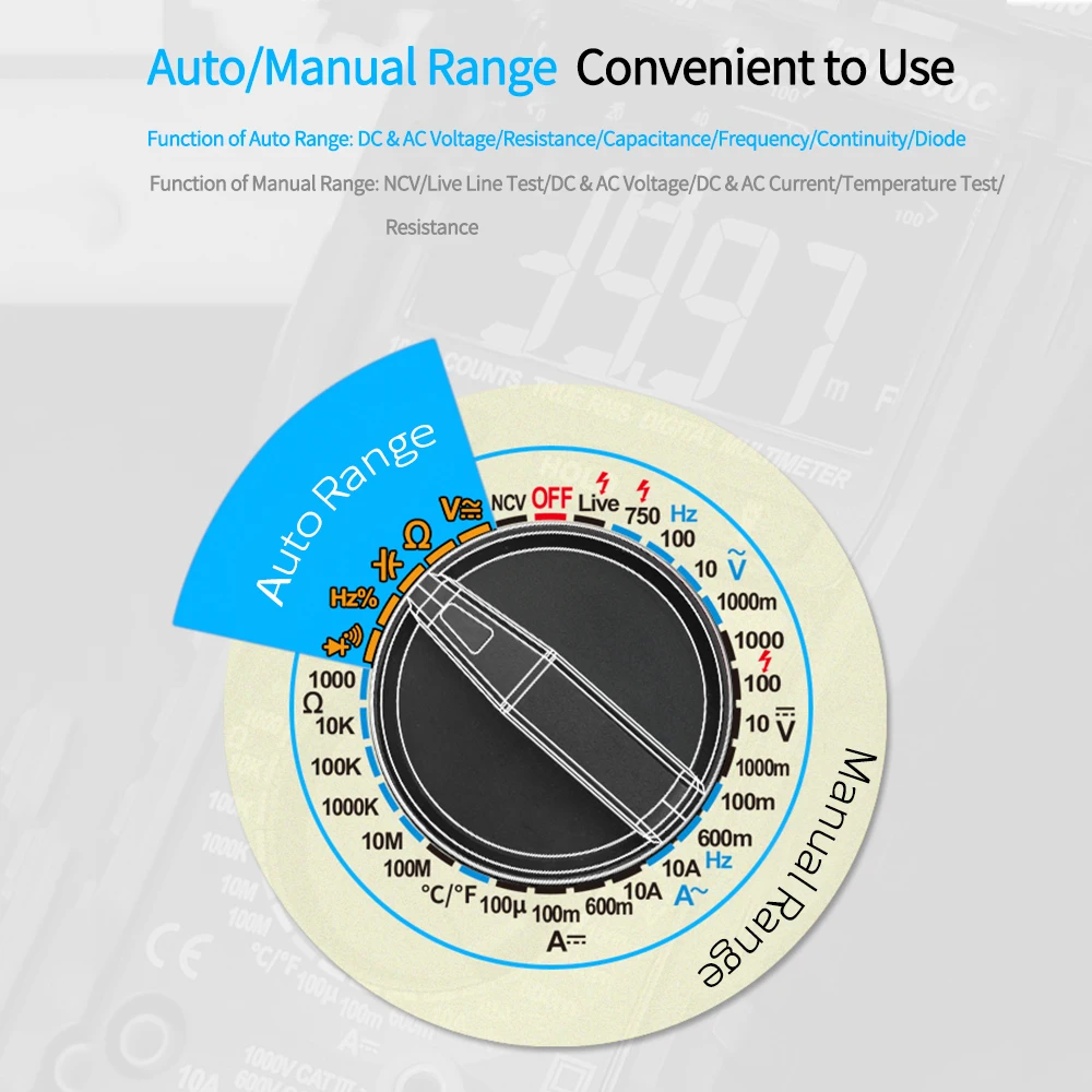 Мультиметр MESTEK цифровой многофункциональный со светодиодной подсветкой 10000