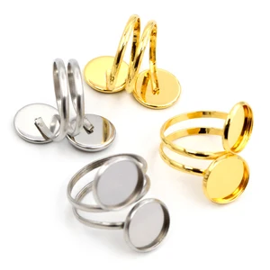 5 шт., 12 мм, без выцветания, нержавеющая сталь, позолота, регулируемые настройки кольца, пустая основа, подходит для 12 мм стеклянных кабошонов, кнопок, кольцевых оправ
