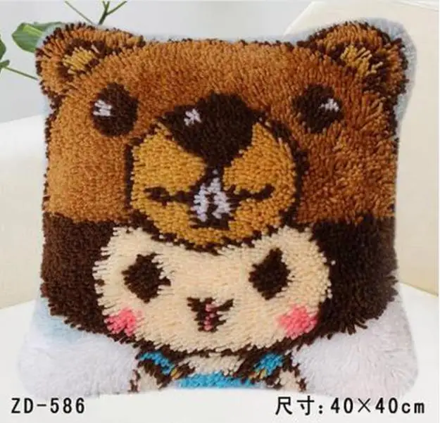 Manual DIYcreative gifts Little girl bear Latch Hook Rug Kits Needlework Unfinished Pillow Yarn Cushion Embroidery Carpet | Дом и сад