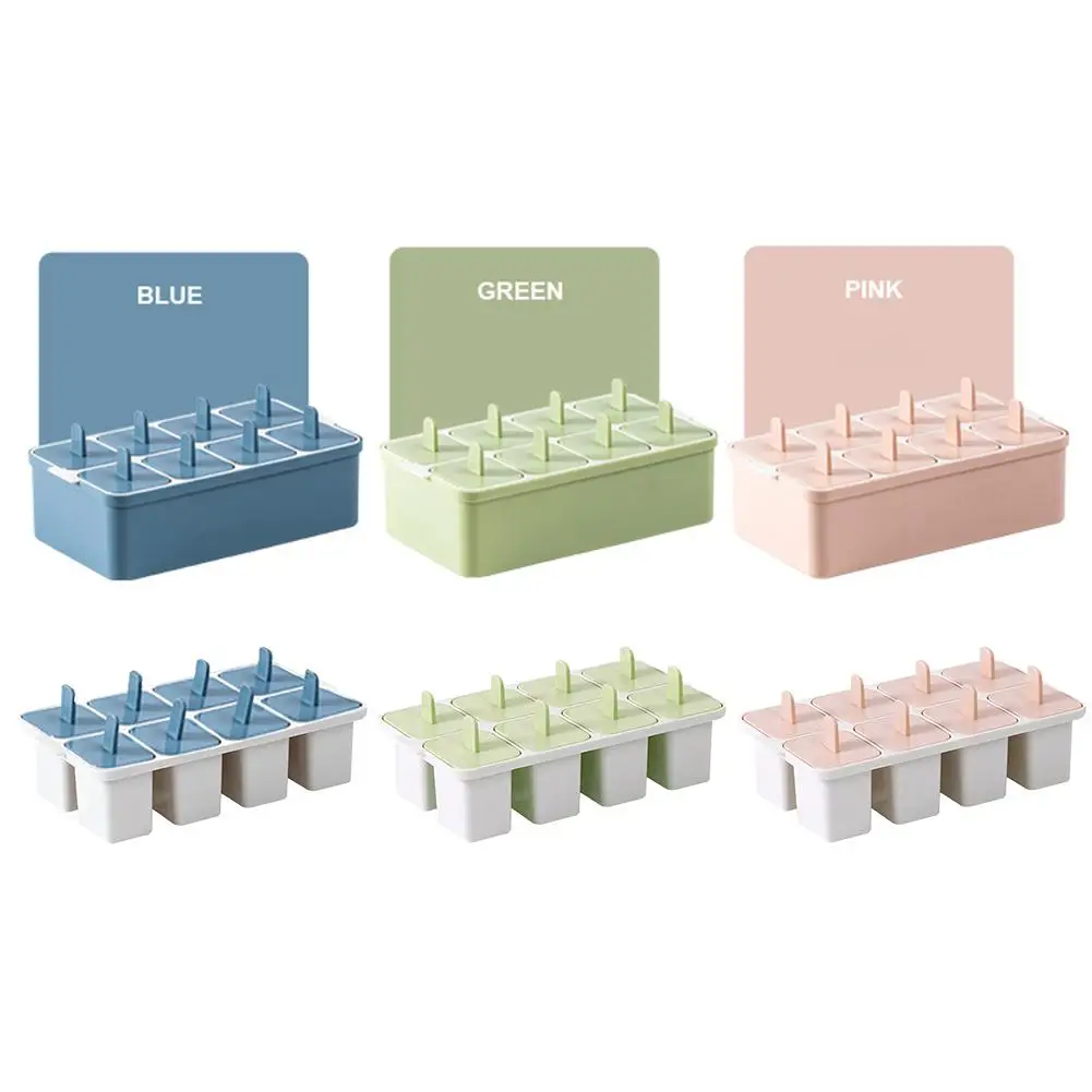 

Homemade Food Grade Ice Cream Molds Ice Lolly Moulds Freeze 8 Grid DIY Ice Cream Mold Homemade Popsicle With Popsicle Sticks