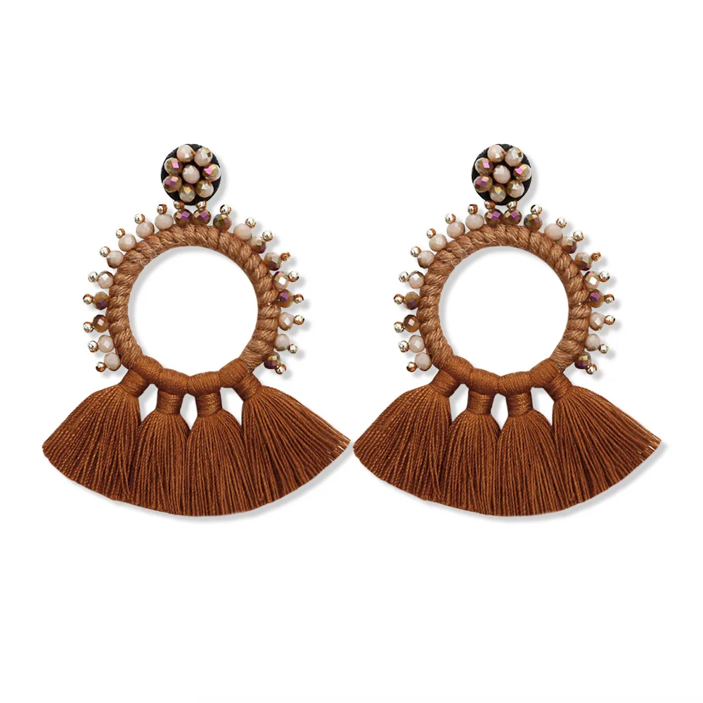 

2021 New Fashion Rice Bead Weaving Earring Bohemian Lusu Earring National Wind European And American Earring Women