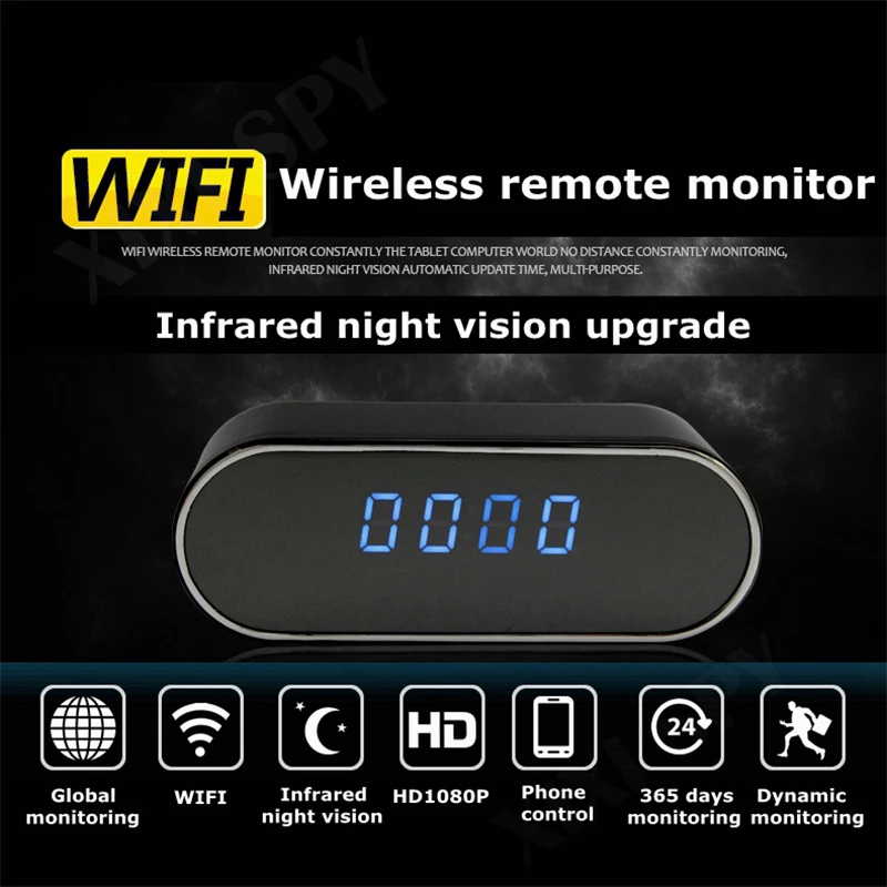 1080P HD мини камера ночного видения беспроводные WIFI электронные часы IP удаленно