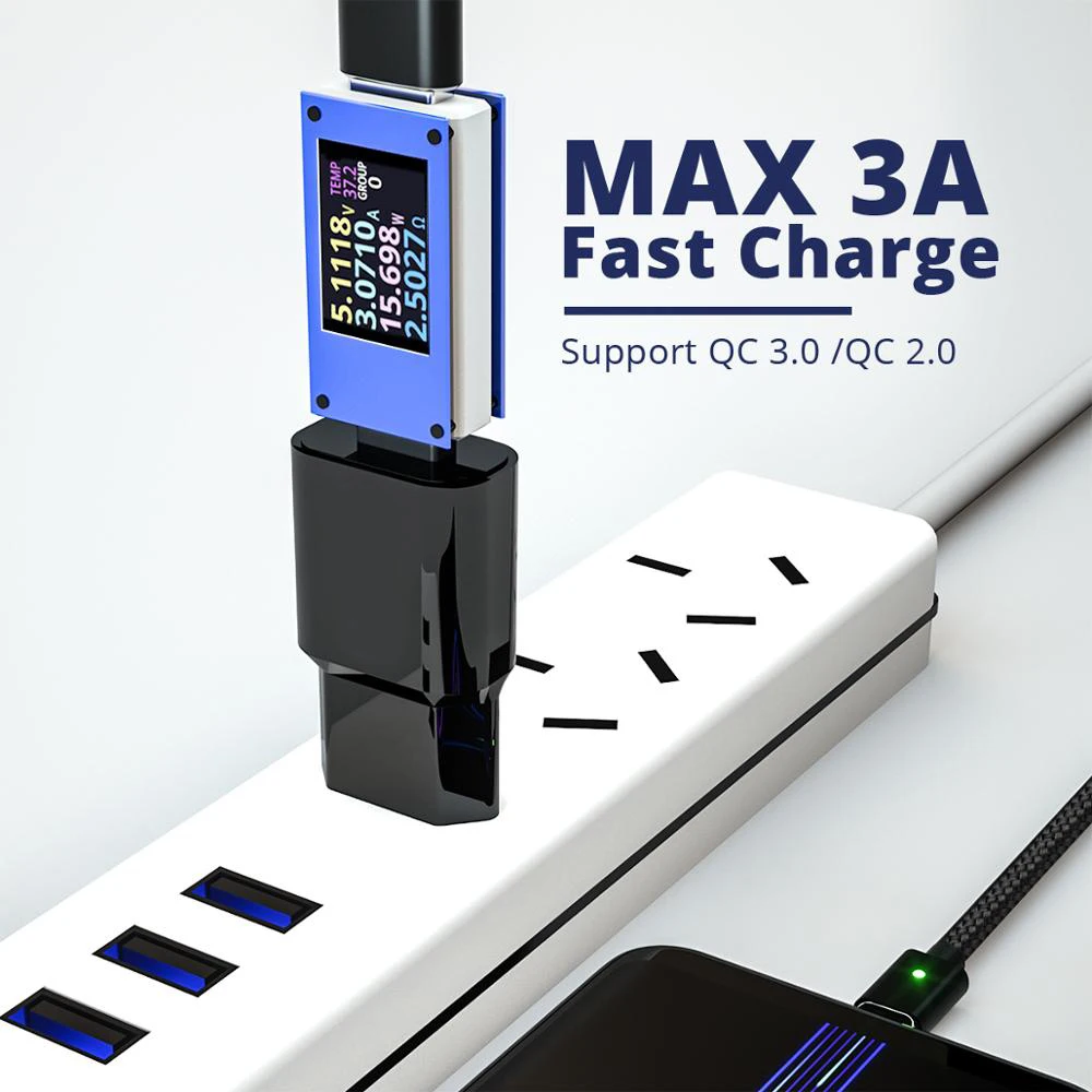 Магнитный кабель ANMONE Micro USB Type C 1 м 2 в нейлоновой оплетке провод для быстрой