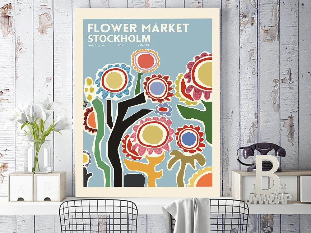 Цветочный рынок Стокгольм музейный плакат тунис абстрактные художественные