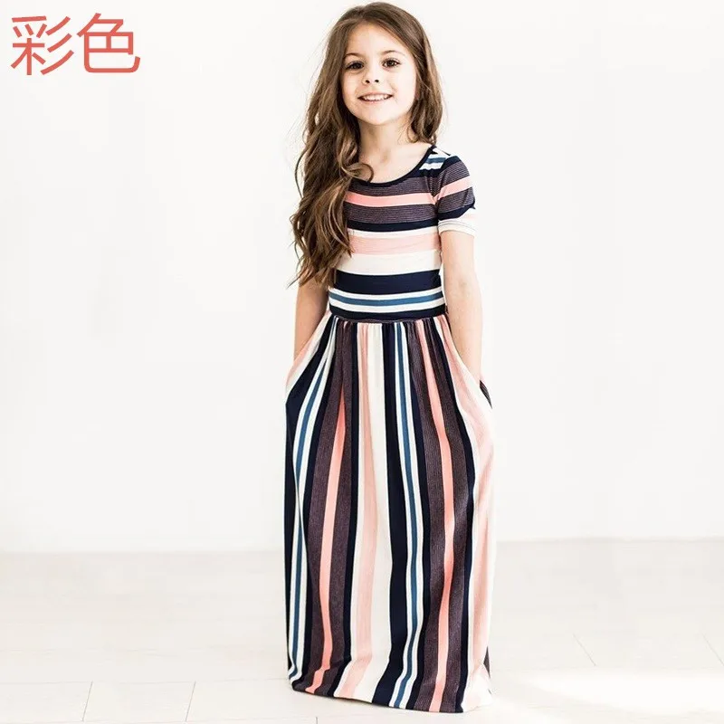 Style One Г. Осеннее длинное платье для маленьких девочек пляжная детская одежда с круглым вырезом повседневные летние макси богемные платья для девочек с единорогом vestido de festa - Цвет: Style One