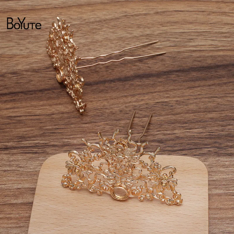 

BoYuTe (5 Pieces/Lot) 48*72MM Metal Alloy Flower Hair Fork Hairpin Materials Diy Ancient Hair Accessories