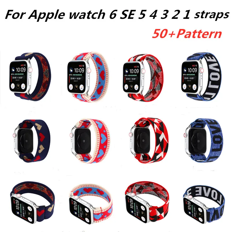

Ремешок в богемном стиле для Apple watch, нейлоновый эластичный браслет для iwatch Series 6/SE/5/4/3/2/1, 40 мм 44 мм 38 мм 42 мм