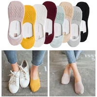 8 pairs fashion women invisible boat socks breathable non slip cotton ankle hosiery low cut short socks casual accessories