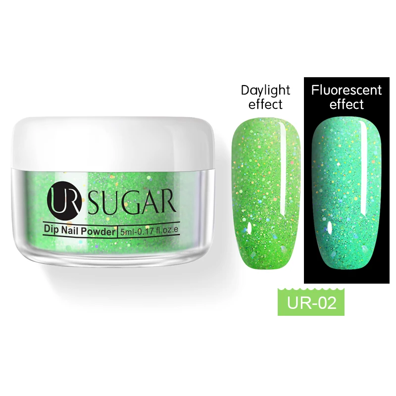 glitter2 Ur Sugar погружение флуоресцентная пудра Пыль неоновый дизайн для ногтей украшения без лампы вылеченные маникюрные ногти блеск Dip Kit 5 мл - Цвет: glitter2