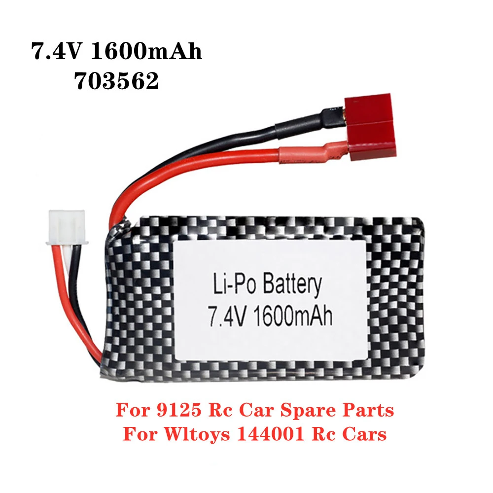 

1pc/Lot 7.4v 1600mah 703562 25C Lipo Battery For 9125 Rc Car Spare Parts And For Wltoys 144001 Rc Cars Battery